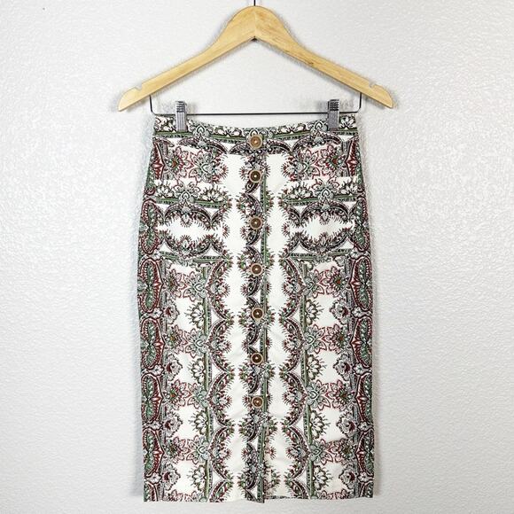 Maeve by Anthropologie Women’s Kaleidoscope Button-Front Pencil Skirt Size 0 - Picture 2 of 12